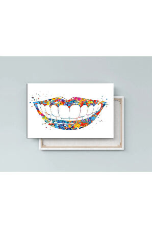 Diş Hekimlerine Doktorlara Hastanelere Özel Suluboya Efektli Dekoratif Kanvas Tablo (8 Farklı Ölçü)