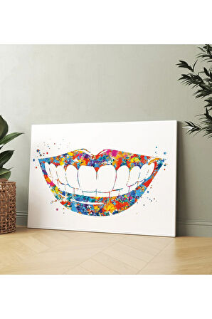 Diş Hekimlerine Doktorlara Hastanelere Özel Suluboya Efektli Dekoratif Kanvas Tablo (8 Farklı Ölçü)