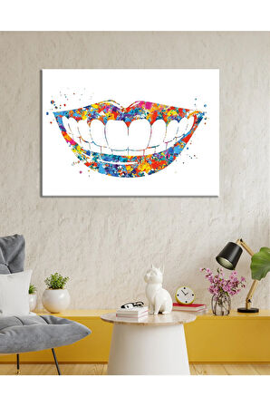 Diş Hekimlerine Doktorlara Hastanelere Özel Suluboya Efektli Dekoratif Kanvas Tablo (8 Farklı Ölçü)