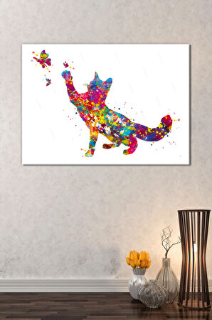 Petshoplara Veterinerlere Özel Suluboya Efektli Kedi Kanvas Tablo Sevimli Patiler ( 8 Farklı Ölçü )