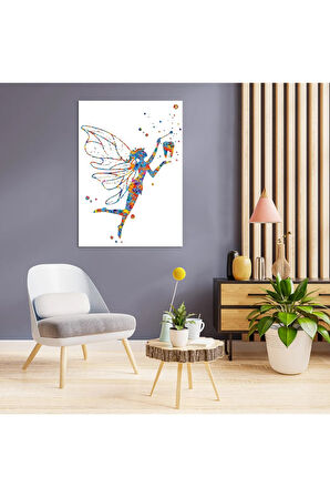 Diş Hekimlerine Doktorlara Hastanelere Özel Suluboya Efektli Dekoratif Kanvas Tablo