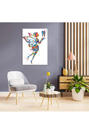 Diş Hekimlerine Hastanelere Özel Suluboya Efektli Diş Perisi Kanvas Tablo (8 Farklı Ölçü)