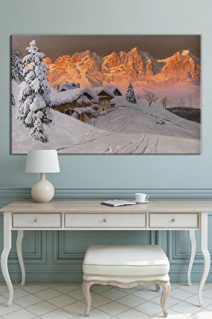 Yeni Yıl New Year Yılbaşı Yağlıboya Efektli Doğa Manzara Dekoratif Kanvas Tablo (8 Farklı Ölçü)