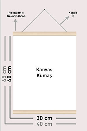 Zürafa Aiesi Sulubaoya Efektli Ip Askılı Kanvas Poster Tablo Duvar Dekoru