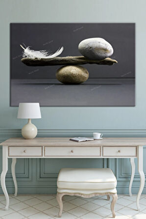 Taş Ve Tüy Dekoratif Kanvas Tablo