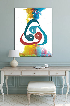 Üçlü Vav Dini Islami Vav Harfi Hat Sanatsal Kanvas Tablo (8 Farklı Ölçü)