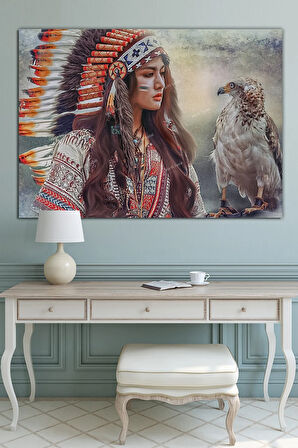 Kızıldereli Kadın Ve Kartal Dekoratif Kanvas Tablo (8 Farklı Ölçü)