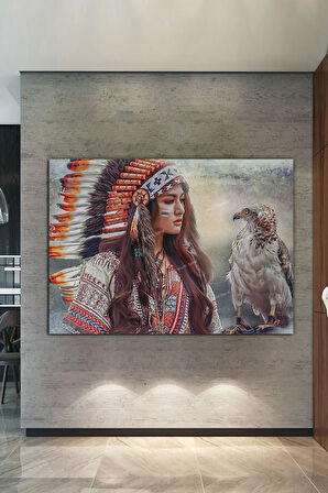 Kızıldereli Kadın Ve Kartal Dekoratif Kanvas Tablo (8 Farklı Ölçü)