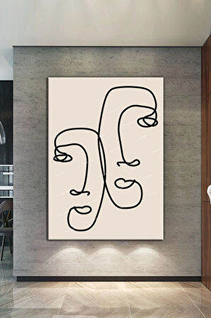 Yüzler Ve Suretler Minimalist Modern Sanatsal Kanvas Tablo
