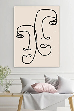 Yüzler Ve Suretler Minimalist Modern Sanatsal Kanvas Tablo