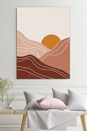 Minimalist Dağlar Boho Sanatsal Kanvas Tablo