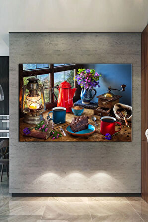 Çay Keyfi Mutluluk Çayı Dekoratif Cafelere Kafelere Özel Dekoratif Kanvas Tablo