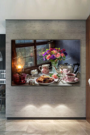 Çay Keyfi Mutluluk Çayı Dekoratif Cafelere Kafelere Özel Dekoratif Kanvas Tablo