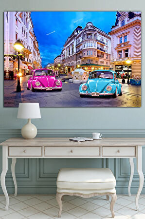 Renkli Vosvoslar Ve Şehir Kanvas Tablo