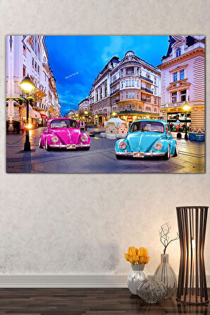 Renkli Vosvoslar Ve Şehir Kanvas Tablo