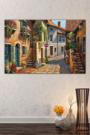 Şirin Kasaba Ve Taş Evler Dekoratif Kanvas Tablo