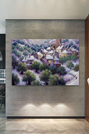 Kış Kar Köy Ve Yaşam Hikaye Yaşam Kanvas Tablo