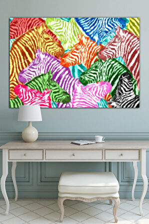 Renkli Zebralar Sanatsal Kanvas Tablo