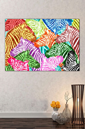 Renkli Zebralar Sanatsal Kanvas Tablo