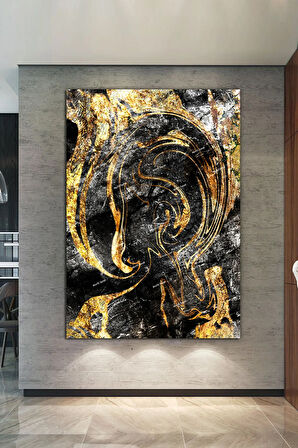 Siyah Altın Soyut Sanatsal Dekoratif Kanvas Tablo