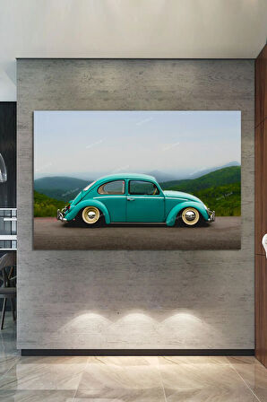 Vosvos Mint Yeşili Vintage Vosvos Dekoratif Kanvas Tablo