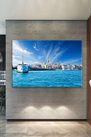 Istanbul Gemi Galata Kulesi Köprü Manzara Şehir Kanvas Tablo