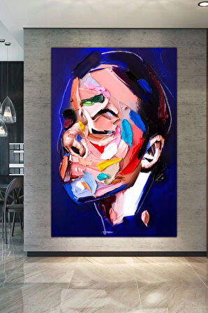 Yüzler Fırça Darbeli Görünümlü Soyut Modern Sanat Kanvas Tablo
