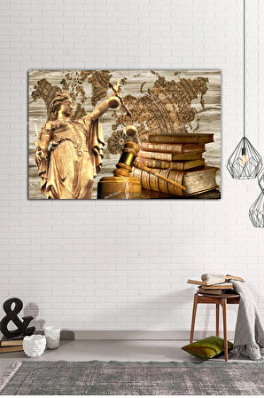 Avukatlara Özel Hukuk Adalet Temalı Makam Kanvas Tablo