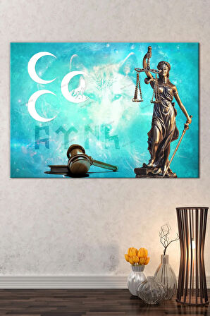Avukatlara Özel Hukuk Adalet Temalı Makam Kanvas Tablo