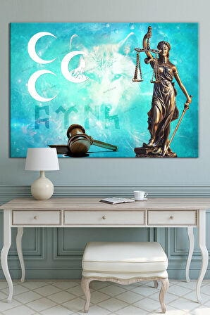 Avukatlara Özel Hukuk Adalet Temalı Makam Kanvas Tablo