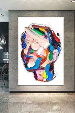 Yüzler Fırça Darbeli Görünümlü Soyut Modern Sanat Kanvas Tablo