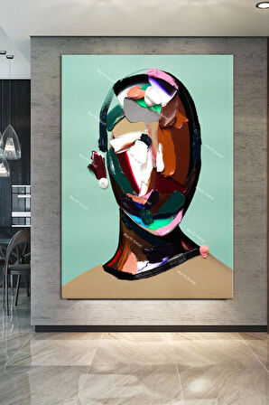 Yüzler Fırça Darbeli Görünümlü Soyut Modern Sanat Kanvas Tablo