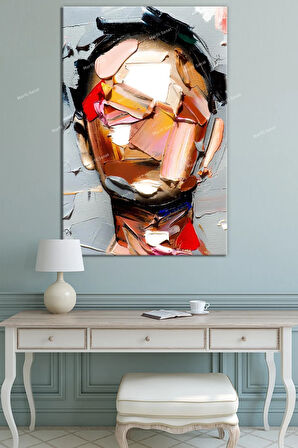 Yüzler Fırça Darbeli Görünümlü Soyut Modern Sanat Kanvas Tablo