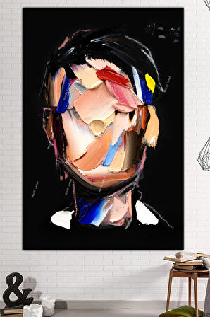 Yüzler Fırça Darbeli Görünümlü Soyut Modern Sanat Kanvas Tablo