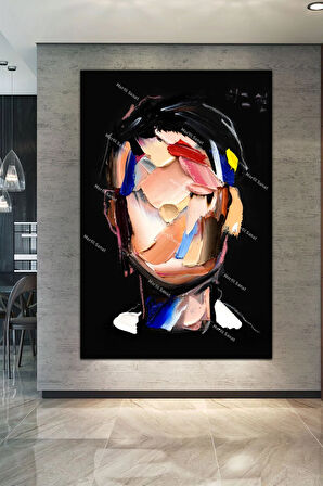 Yüzler Fırça Darbeli Görünümlü Soyut Modern Sanat Kanvas Tablo