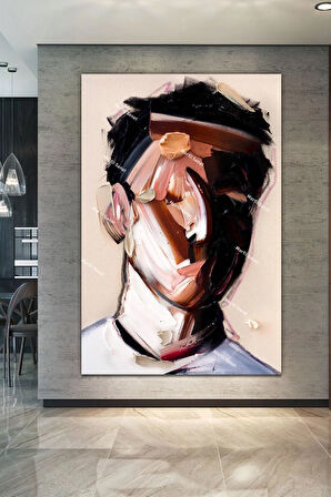 Yüzler Fırça Darbeli Görünümlü Soyut Modern Sanat Kanvas Tablo