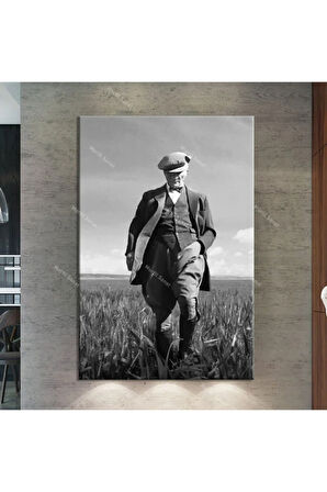 Atatürk Kanvas Tablo Dev Boy Yağlıboya Görünümlü