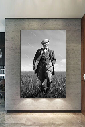 Atatürk Kanvas Tablo Dev Boy Yağlıboya Görünümlü