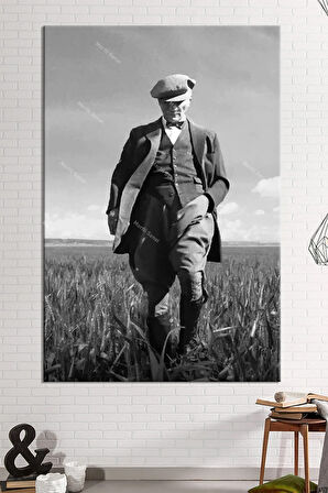 Atatürk Kanvas Tablo Dev Boy Yağlıboya Görünümlü