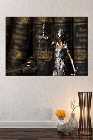 Avukatlara Özel Hukuk Adalet Temalı Makam Kanvas Tablo