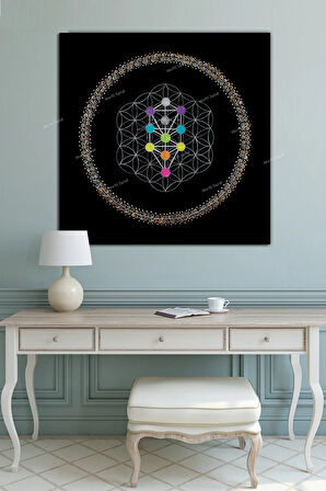 Yaşam Çiçeği Kutsal Geometri Sri Yantra Kanvas Tablo