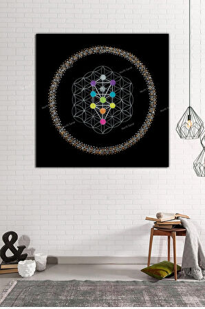 Yaşam Çiçeği Kutsal Geometri Sri Yantra Kanvas Tablo