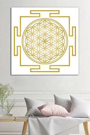 Yaşam Çiçeği Kutsal Geometri Sri Yantra Kanvas Tablo