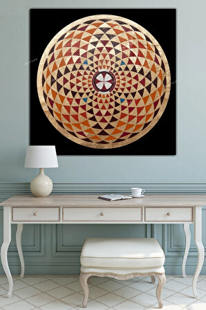 Yaşam Çiçeği Kutsal Geometri Sri Yantra Kanvas Tablo