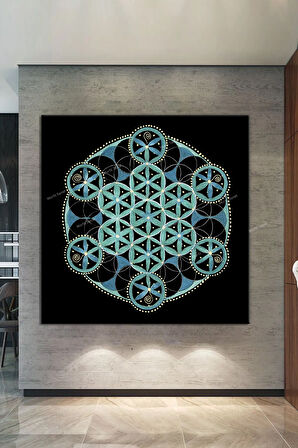 Yaşam Çiçeği Kutsal Geometri Sri Yantra Kanvas Tablo