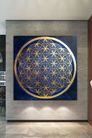 Yaşam Çiçeği Kutsal Geometri Sri Yantra Kanvas Tablo