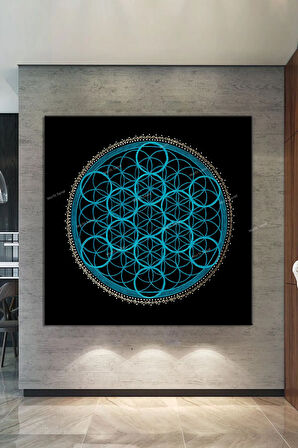 Yaşam Çiçeği Kutsal Geometri Sri Yantra Kanvas Tablo