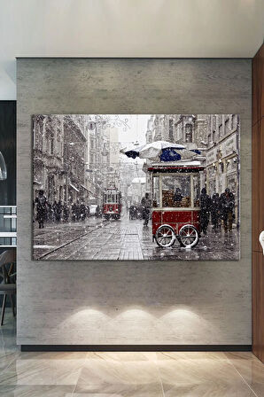 Istiklal Caddesi Taksim Tramvay Dekoratif Kanvas Tablo