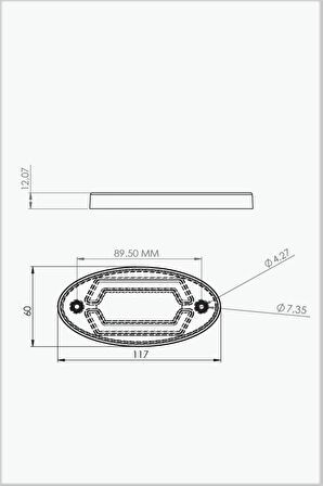 Oto Yan Sinyal Side Marker Oval Led Lamba 18 Led 12/24 Volt Beyaz 2 Adet