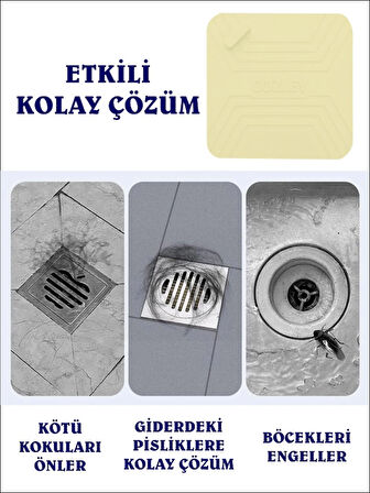 Kötü Koku Önleyici Silikon Mat Banyo Mutfak Lavabo Balkon Gider Tıpası Kapağı Böcek Önleyici ve Koku Giderici Kapak BEJ RENK